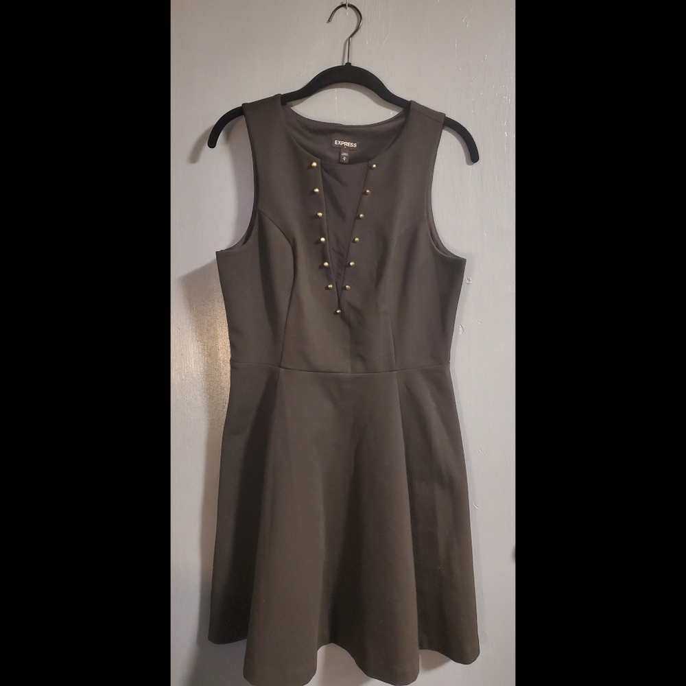 Express Black Gold Stud Mesh Front Dress